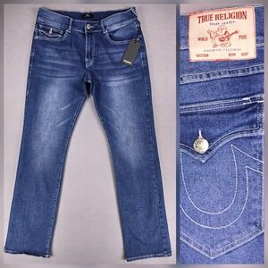 True Religion Ricky Jeans Flap Pocket Men 33 Relaxed Straight Pants Medium Flake
